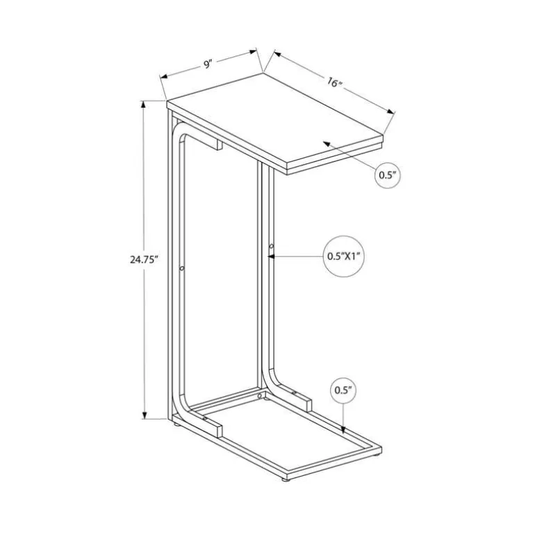 Accent table - 25"h /white / white metal - Monarch