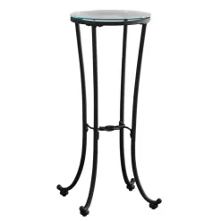 Accent table - hammered black metal with tempered glass - Monarch