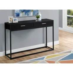 Accent table - 48"l / black / black metal hall console - Monarch