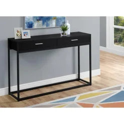 Accent table - 48"l / black / black metal hall console - Monarch