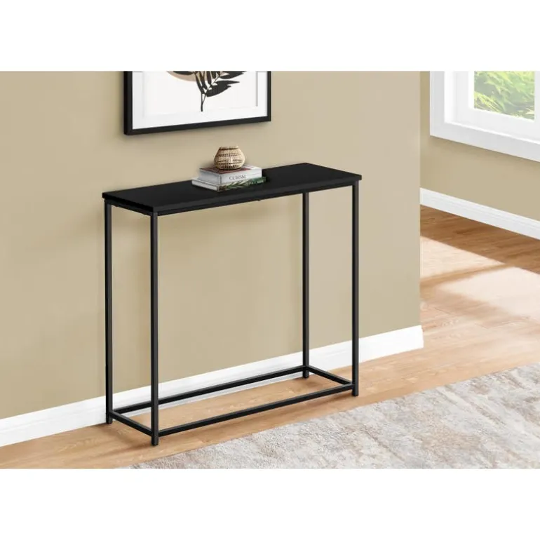 Accent table - 32"l / black / black metal hall console - Monarch