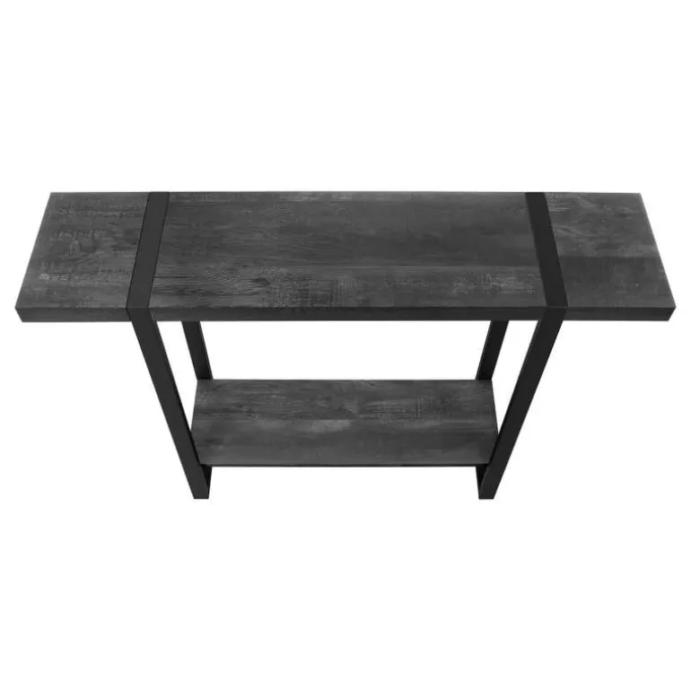 Accent table - 48"l / black reclaimed wood-look / black - Monarch