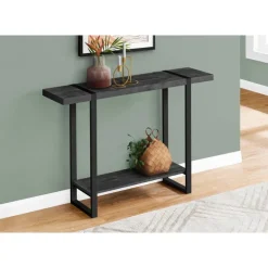 Accent table - 48"l / black reclaimed wood-look / black - Monarch