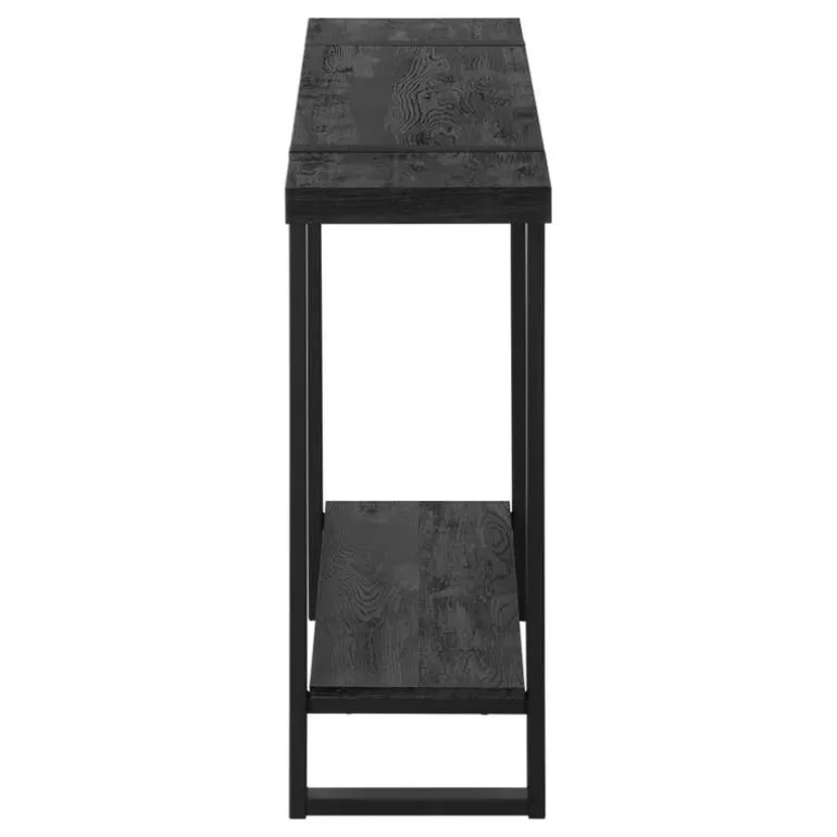 Accent table - 48"l / black reclaimed wood-look / black - Monarch