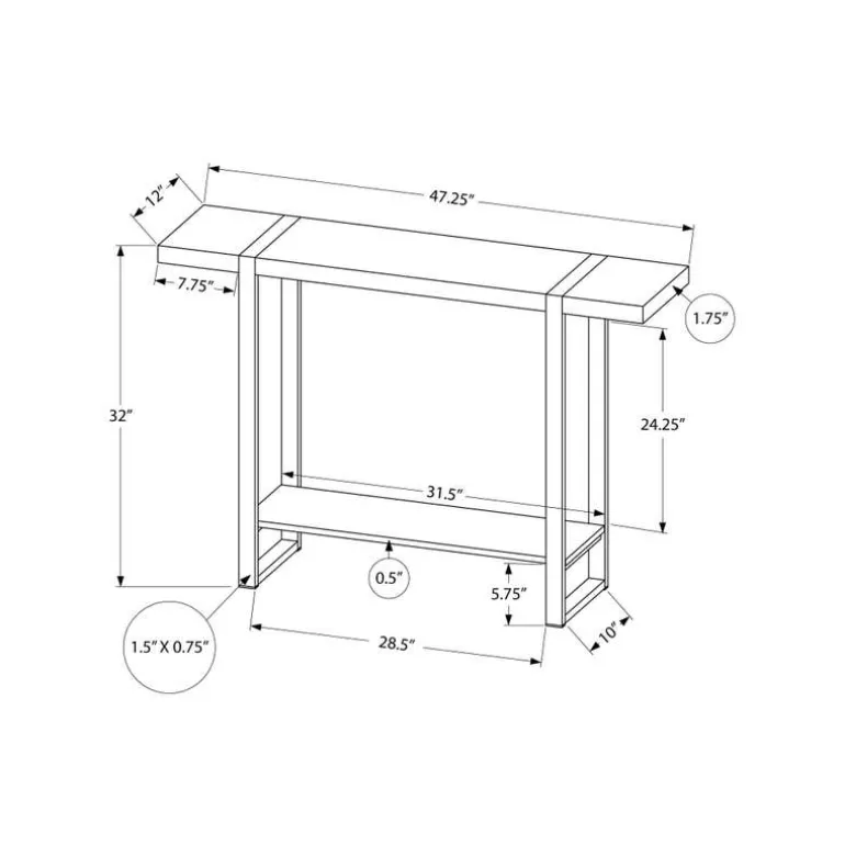 Accent table - 48"l / black reclaimed wood-look / black - Monarch