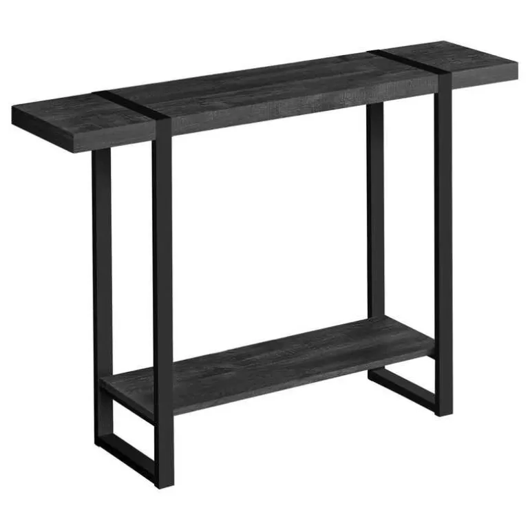 Accent table - 48"l / black reclaimed wood-look / black - Monarch