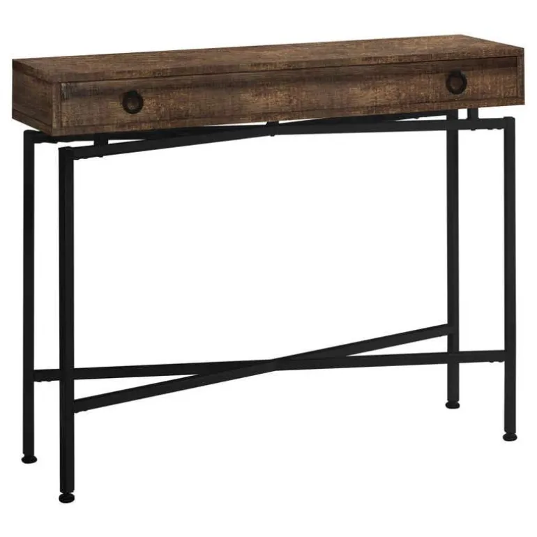 Accent table - 42"l / brown reclaimed wood/ black console - Monarch