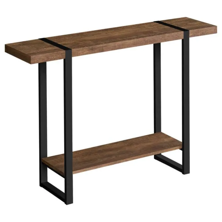 Accent table - 48"l / brown reclaimed wood-look / black - Monarch
