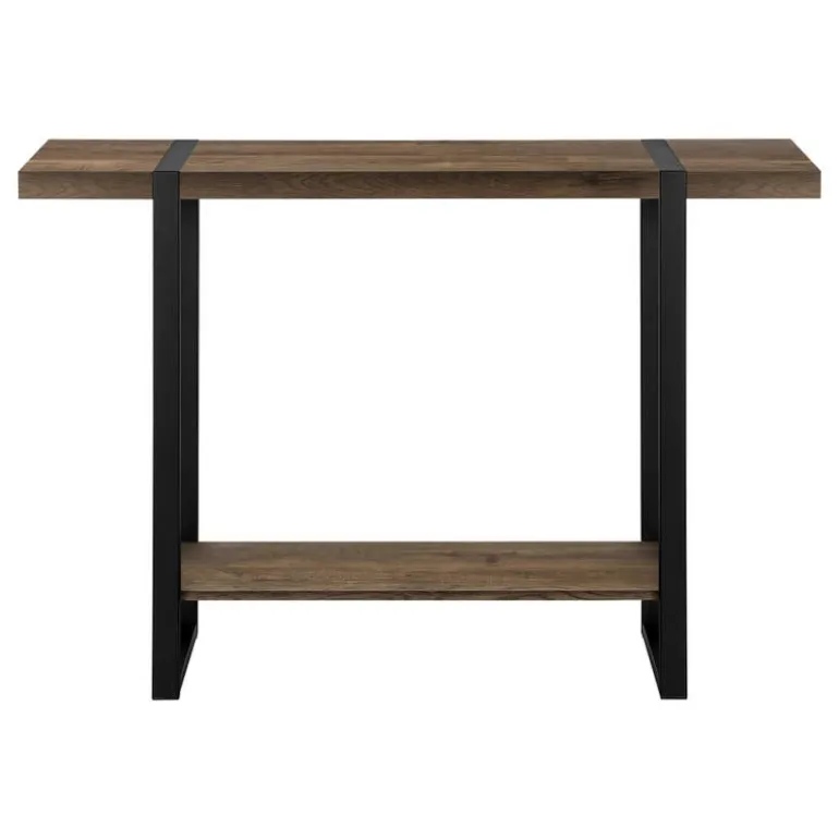 Accent table - 48"l / brown reclaimed wood-look / black - Monarch