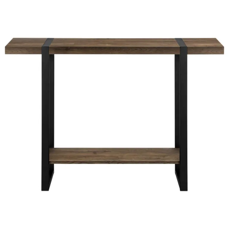Accent table - 48"l / brown reclaimed wood-look / black - Monarch
