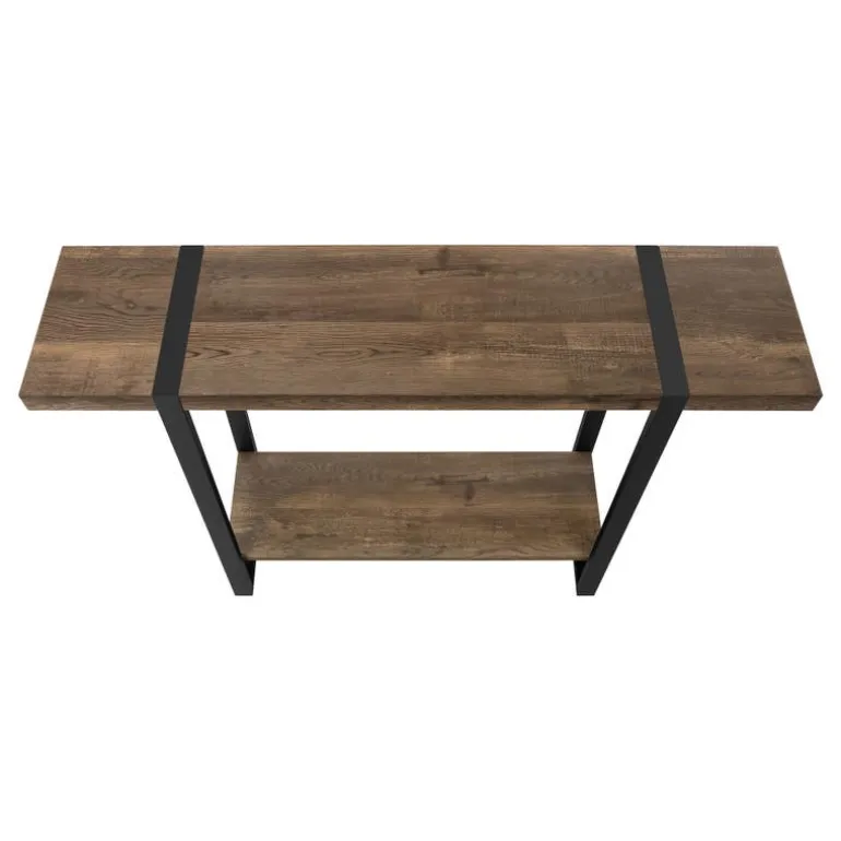 Accent table - 48"l / brown reclaimed wood-look / black - Monarch