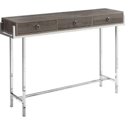 Accent table - 48"l / dark taupe / chrome metal - Monarch