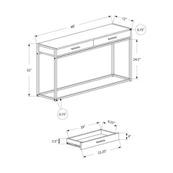 Accent table - 48"l / dark taupe / black hall console - Monarch