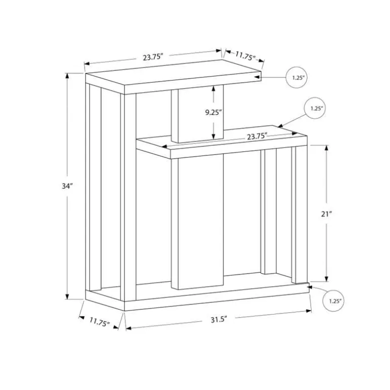 Accent table - 32"l / dark taupe hall console - Monarch