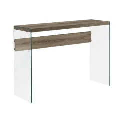 Accent table - 44"l / dark taupe / tempered glass - Monarch