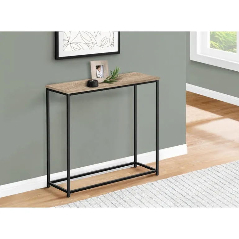 Accent table - 32"l / dark taupe / black metal console - Monarch