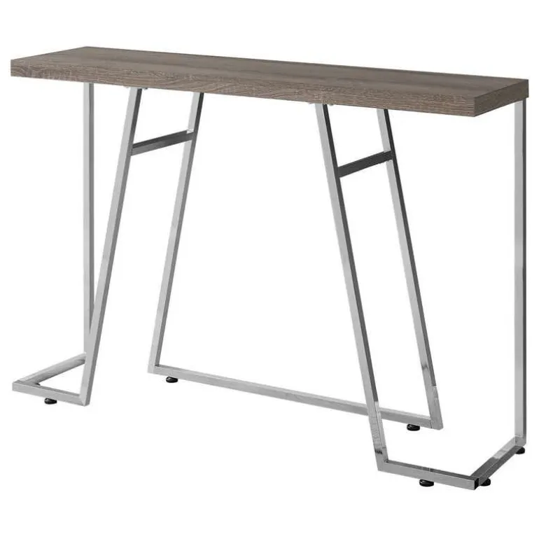 Accent table - 48"l / dark taupe / chrome metal - Monarch