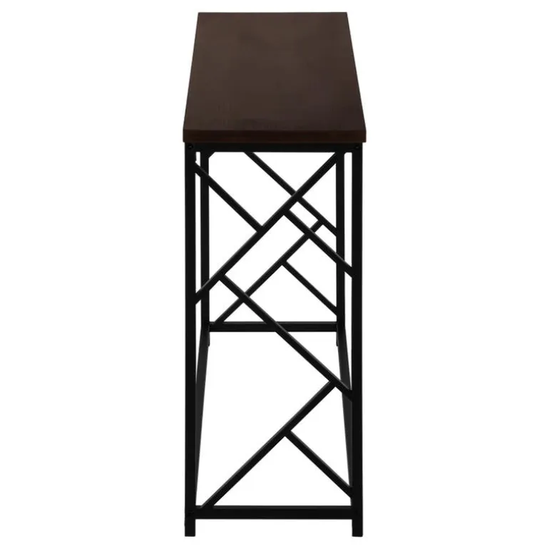 Accent table - 44"l / espresso / black metal hall console - Monarch