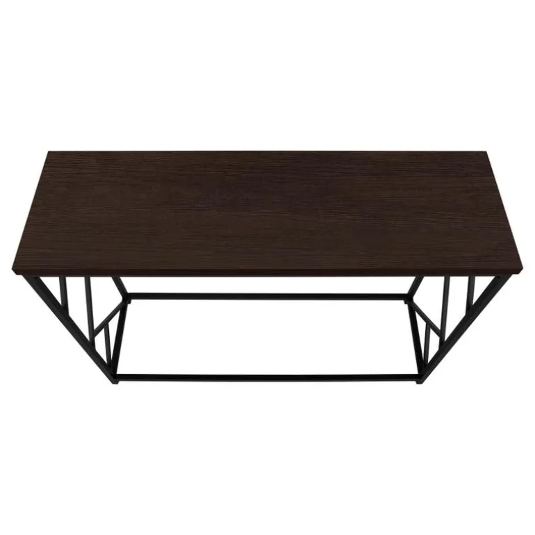Accent table - 44"l / espresso / black metal hall console - Monarch