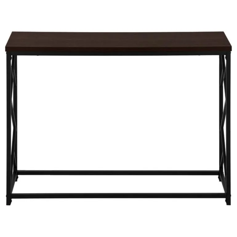 Accent table - 44"l / espresso / black metal hall console - Monarch