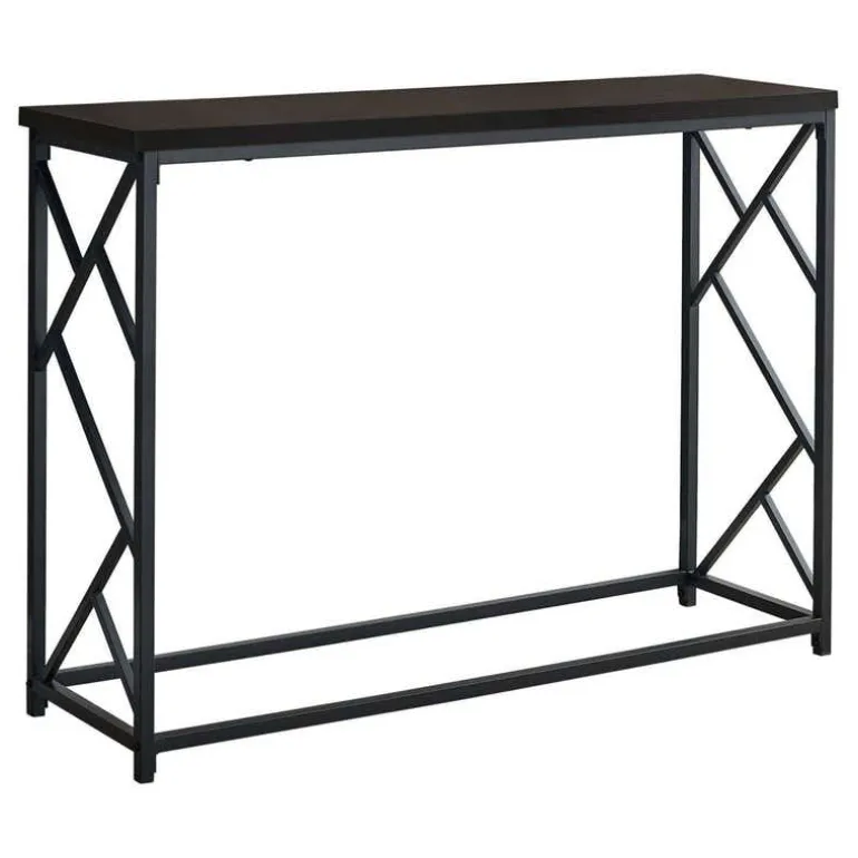 Accent table - 44"l / espresso / black metal hall console - Monarch