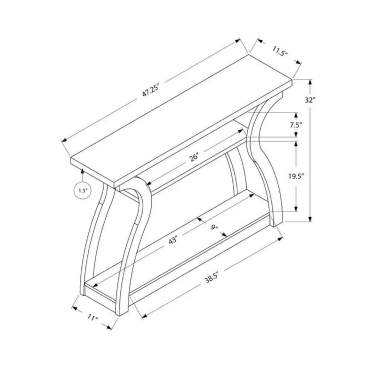 Accent table - 47"l / espresso hall console - Monarch