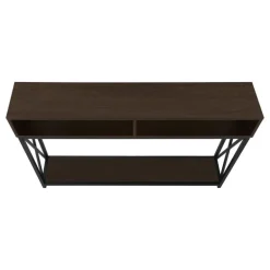 Accent table - 48"l / espresso / black metal hall console - Monarch