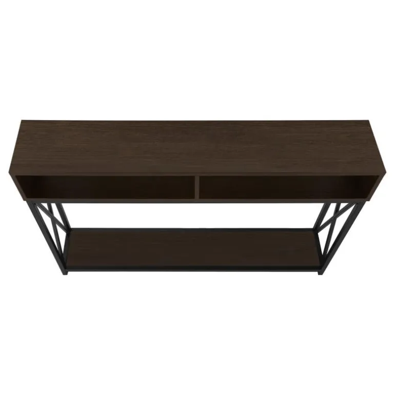 Accent table - 48"l / espresso / black metal hall console - Monarch