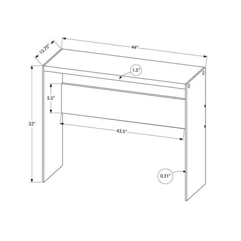 Accent table - 44"l / glossy white / tempered glass - Monarch