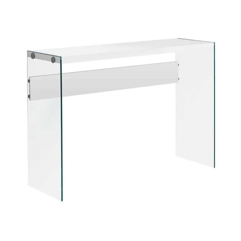 Accent table - 44"l / glossy white / tempered glass - Monarch