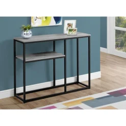 Accent table - 42"l / grey / black metal hall console - Monarch