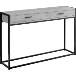 Accent table - 48"l / grey / black metal hall console - Monarch