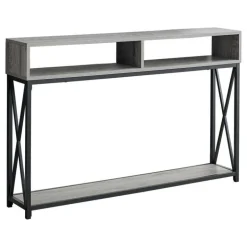 Accent table - 48"l / grey / black metal hall console - Monarch
