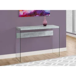 Accent table - 44"l / grey cement / tempered glass - Monarch