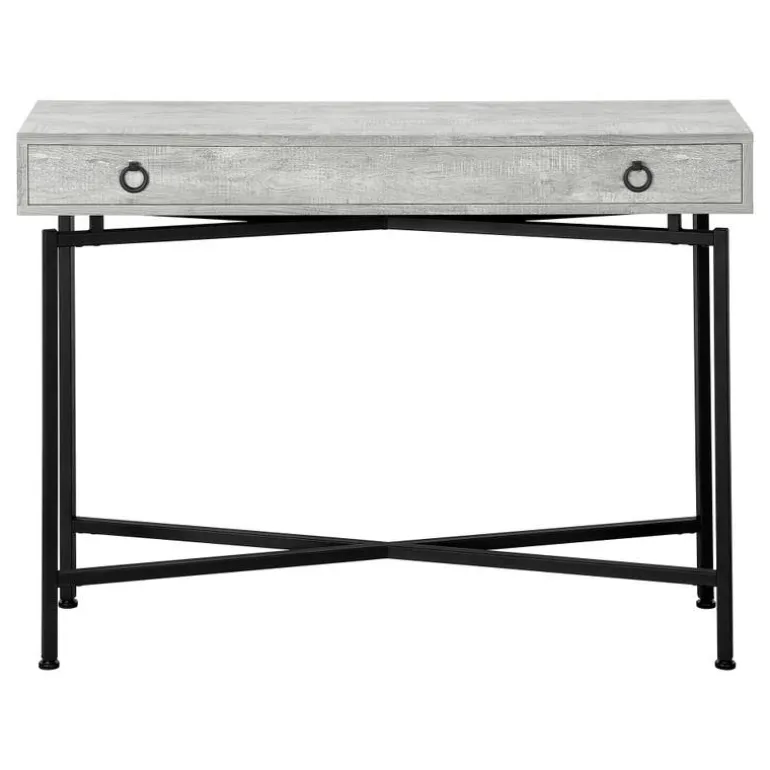 Accent table - 42"l / grey reclaimed wood / black console - Monarch