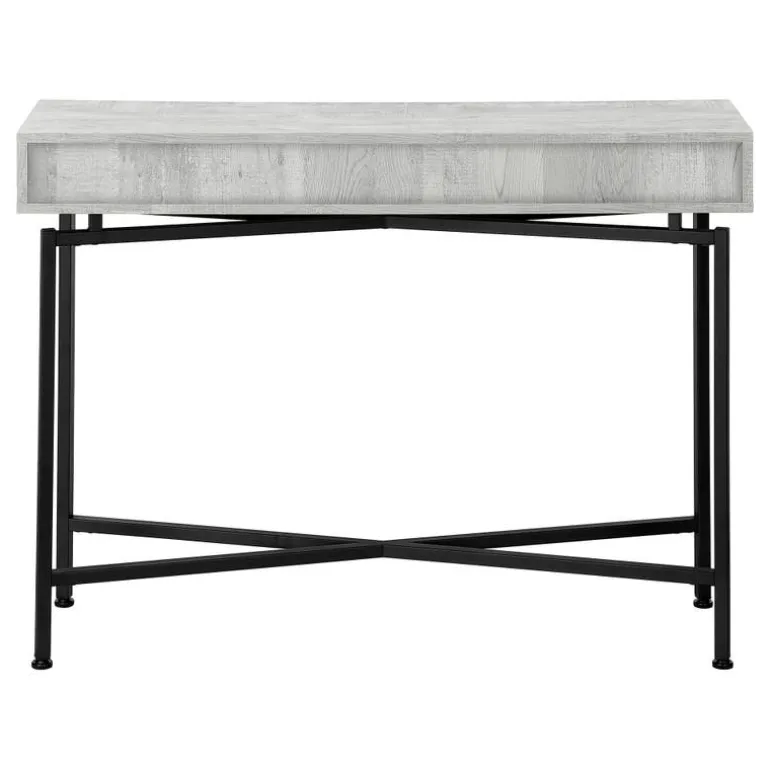 Accent table - 42"l / grey reclaimed wood / black console - Monarch