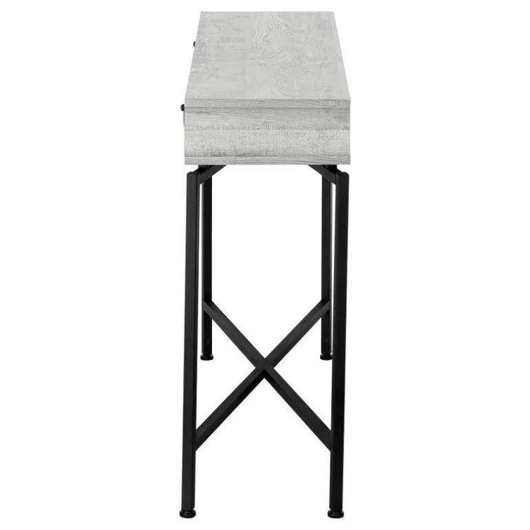 Accent table - 42"l / grey reclaimed wood / black console - Monarch