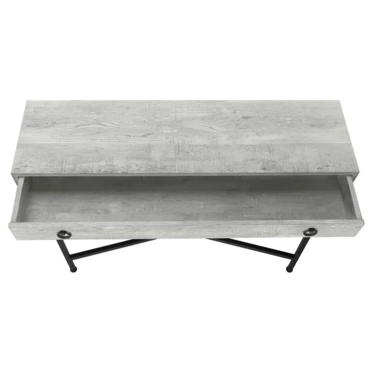 Accent table - 42"l / grey reclaimed wood / black console - Monarch