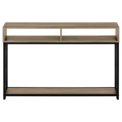 Accent table - 48"l / taupe / black metal hall console - Monarch