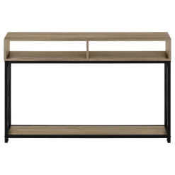Accent table - 48"l / taupe / black metal hall console - Monarch