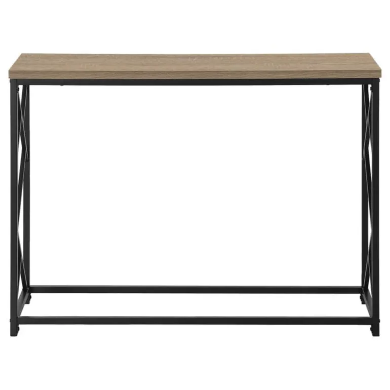 Accent table - 44"l / taupe / black metal hall console - Monarch