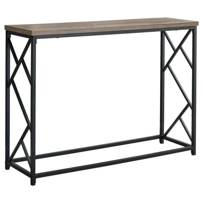 Accent table - 44"l / taupe / black metal hall console - Monarch
