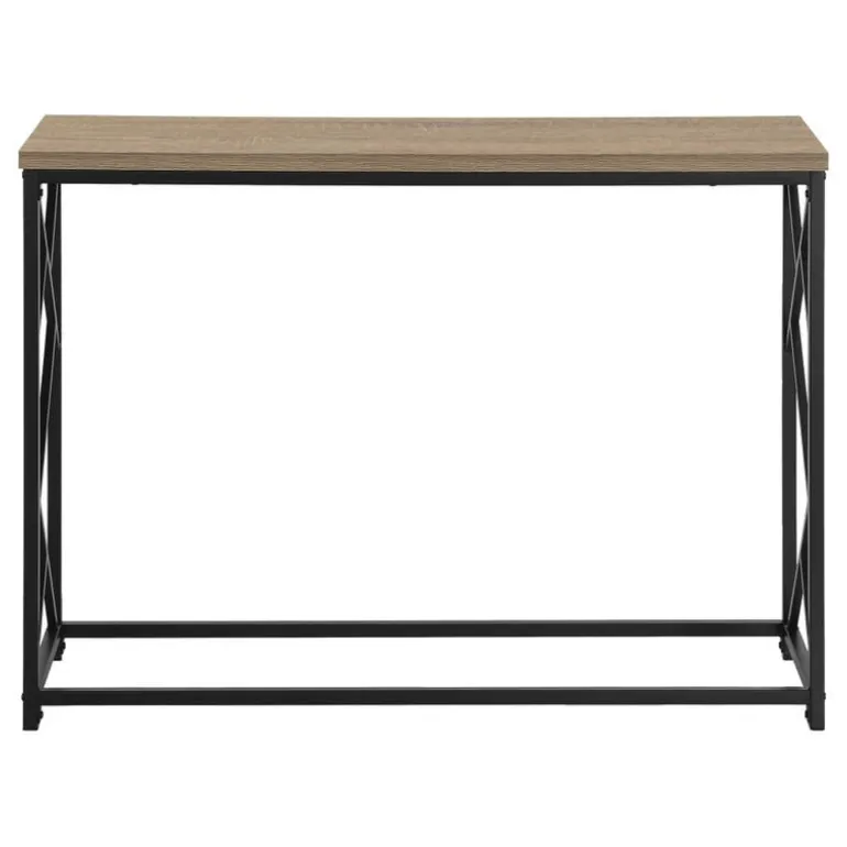 Accent table - 44"l / taupe / black metal hall console - Monarch