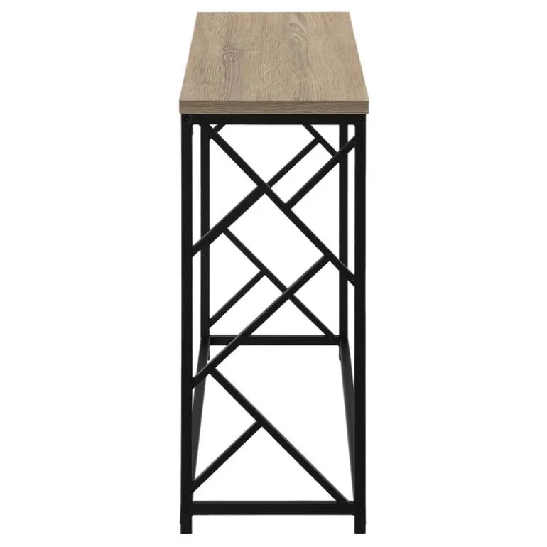 Accent table - 44"l / taupe / black metal hall console - Monarch
