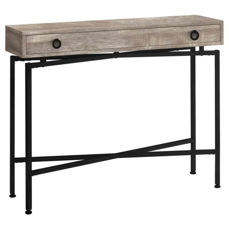 Accent table - 42"l / taupe reclaimed wood/ black console - Monarch