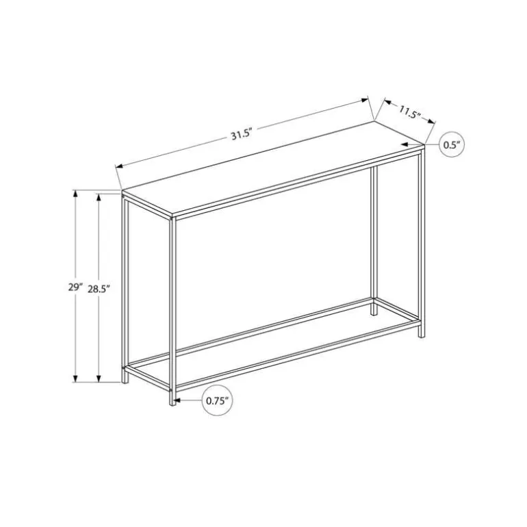 Accent table - 32"l / white / black metal console - Monarch
