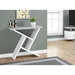 Accent table - 36"l / white / cement-look hall console - Monarch