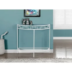 Accent table - 36"l / white metal hall console - Monarch