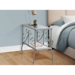 Accent table - silver metal with tempered glass - Monarch