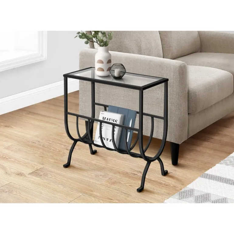 Accent table - stardust brown metal with tempered glass - Monarch